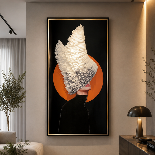 Декоративна картина „Крила от светлина“, 80 x 160 см, стъкло и MDF