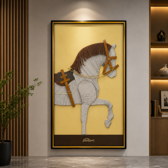 Декоративна картина „Благороден кон“, 80 x 160 см, стъкло и MDF