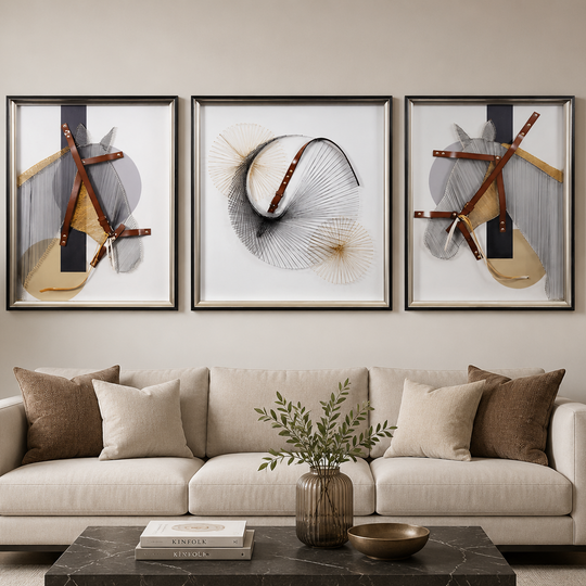 Декоративна картина „Елегантността на конете“, 60 x 80 см + 80 x 80 см + 60 x 80 см, стъкло и MDF