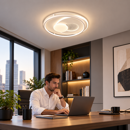 LED полилей с дистанционно ASTERA, Кръгла форма, 86W, Студена/Топла/Неутрална светлина, Димируем, Бял