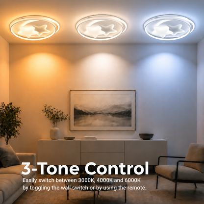 LED полилей с дистанционно ASTERA, Shape of Heavenly Bodies, 87W, Студена/Топла/Неутрална светлина, Димируем, Бял