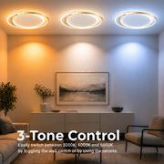 LED полилей с дистанционно SOLARA 51W, 2 кръга, Студена/Топла/Неутрална светлина, Димируем, Бяло злато