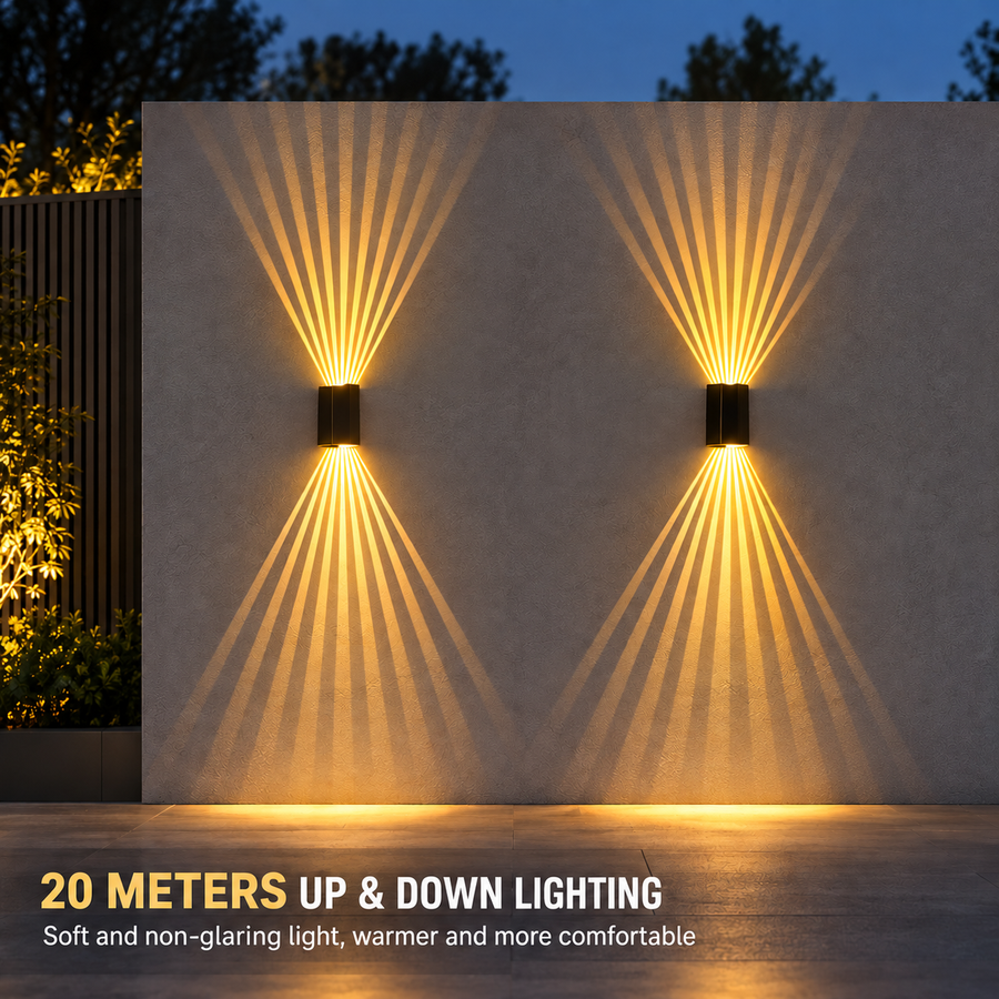 CALMO Външна LED стенна лампа, 8W, топла светлина, IP65, алуминий, черна