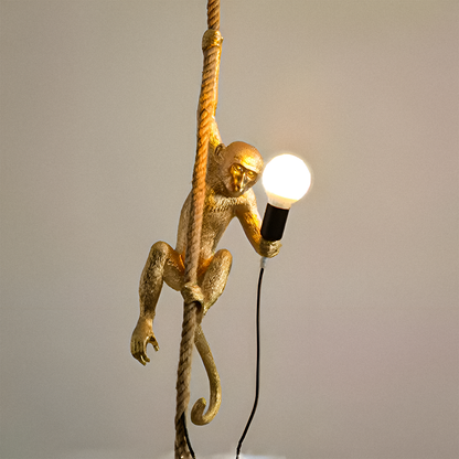 Ретро висящ полилей, LV700, 1xE27, маймуна, връв и метал, 100 см, черна опора