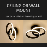 LED полилей VERTEX CIRCULA 22W, 2 кръга, метални рамки, студена/топла/неутрална светлина, черен