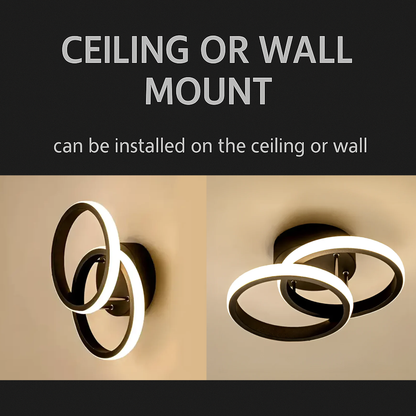 LED полилей VERTEX CIRCULA 22W, 2 кръга, метални рамки, студена/топла/неутрална светлина, черен