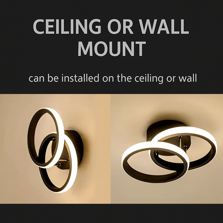 LED полилей VERTEX CIRCULA 22W, 2 кръга, метални рамки, студена/топла/неутрална светлина, черен