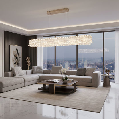 LED полилей с дистанционно управление, окачен TAMY 160W, линеен, студена/топла/неутрална светлина, златен, регулируема височина