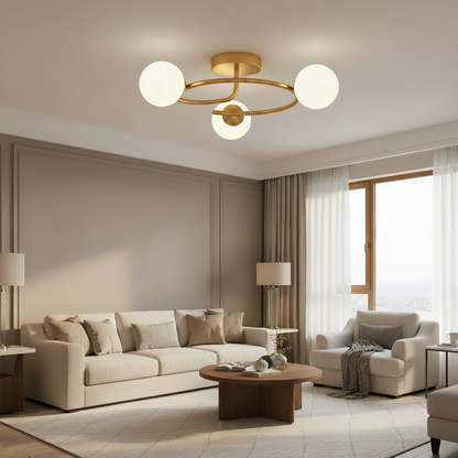 LED и кристален полилей ORBIT, 66cm, 3xE27, Globes, Gold