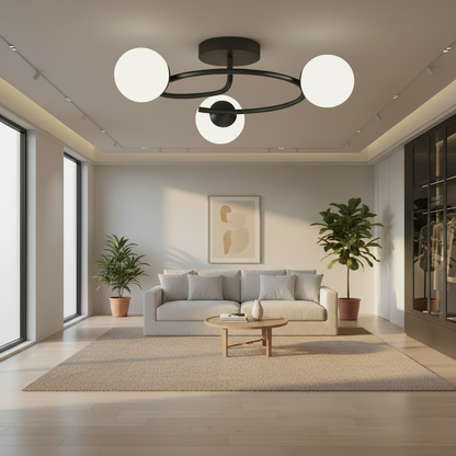 LED и кристален полилей ORBIT, 66cm, 3xE27, Globes, Черен