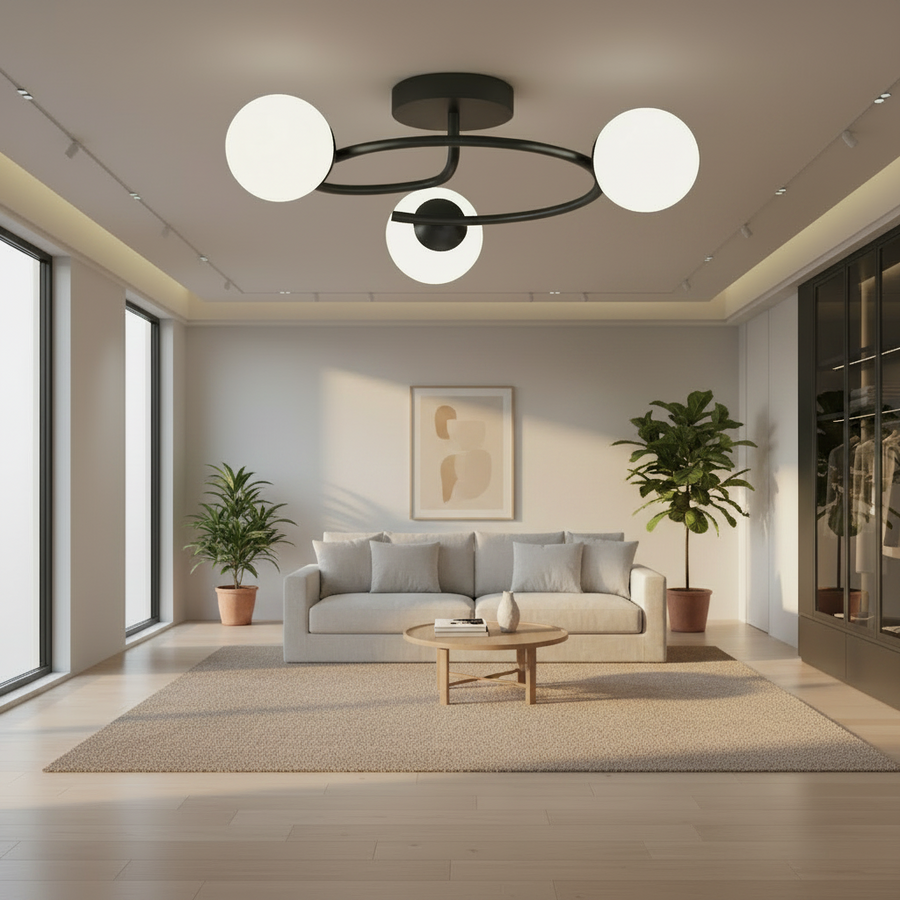 LED и кристален полилей ORBIT, 66cm, 3xE27, Globes, Черен