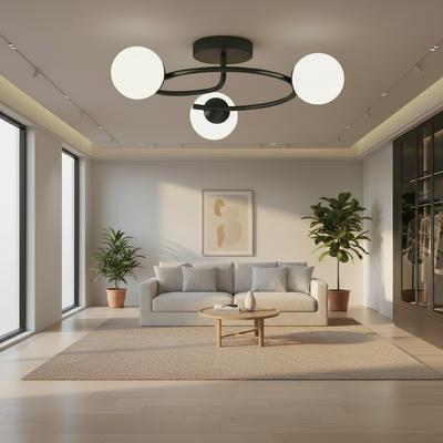LED и кристален полилей ORBIT, 66cm, 3xE27, Globes, Черен