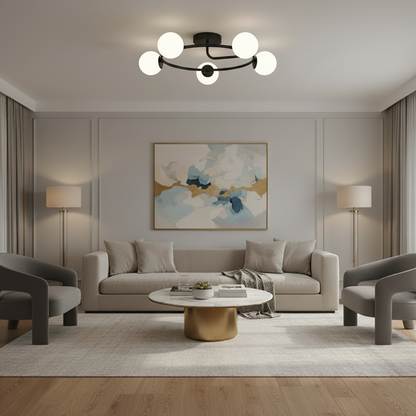 LED и кристален полилей ORBIT, 72cm, 5xE27, Globes, Черен