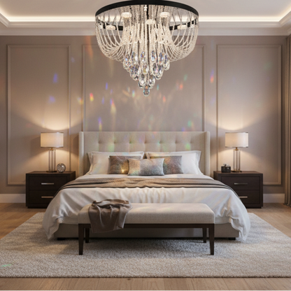 Crystal MAGE Nobile LED полилей, 22 W, топла/неутрална/студена светлина, диаметър 40 см, блестящ хром