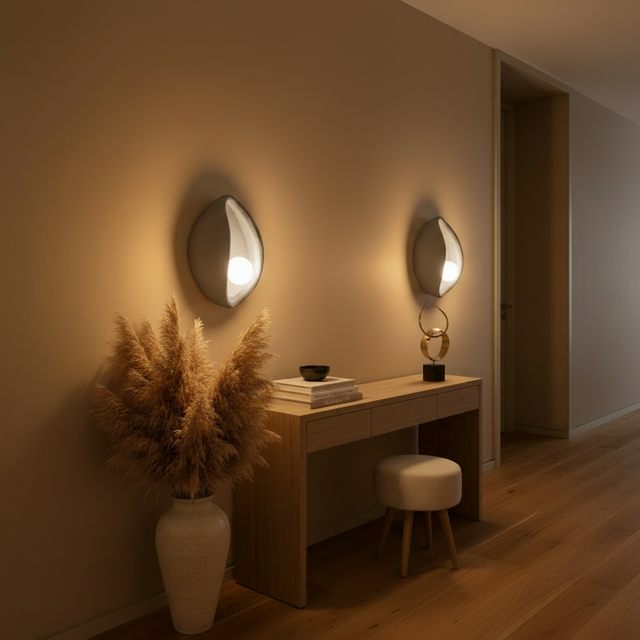 Aplica LED Decorativa CONCHA, 30x35cm, 1xE27, Polistiren, Gri