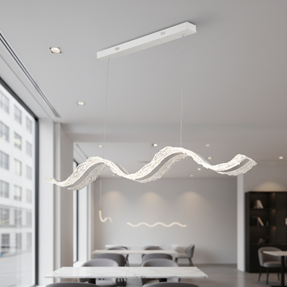 LED полилей с дистанционно управление, окачен AMI 63W, линеен, студена/топла/неутрална светлина, бял, регулируема височина