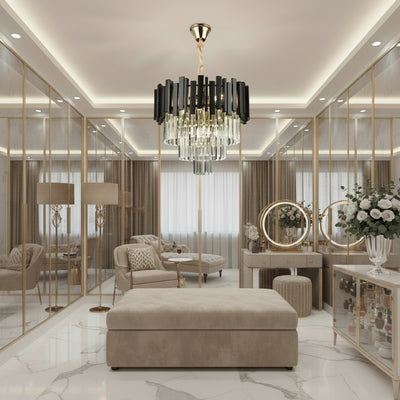 Crystal Blois petito 3xe14 полилей, диаметър 30 ​​см, черен, регулируема височина