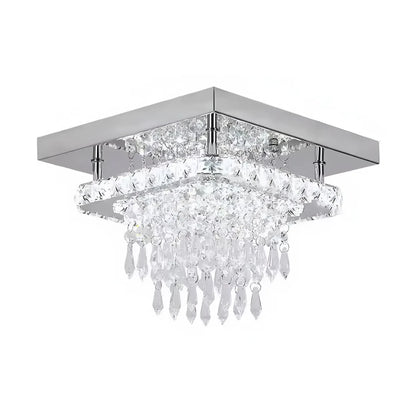 LED HANDELIER Alberico Square, 19W, студена/гореща/неутрална светлина, кристал, лъскав хром