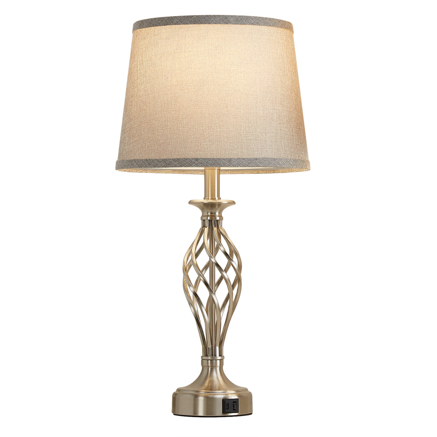 Veioza VZ212WH, 1x E27, метал и текстил, бяло и златно