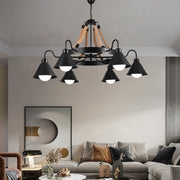 Винтидж полилей с въже с педро, 4 x e27 затворено дърво