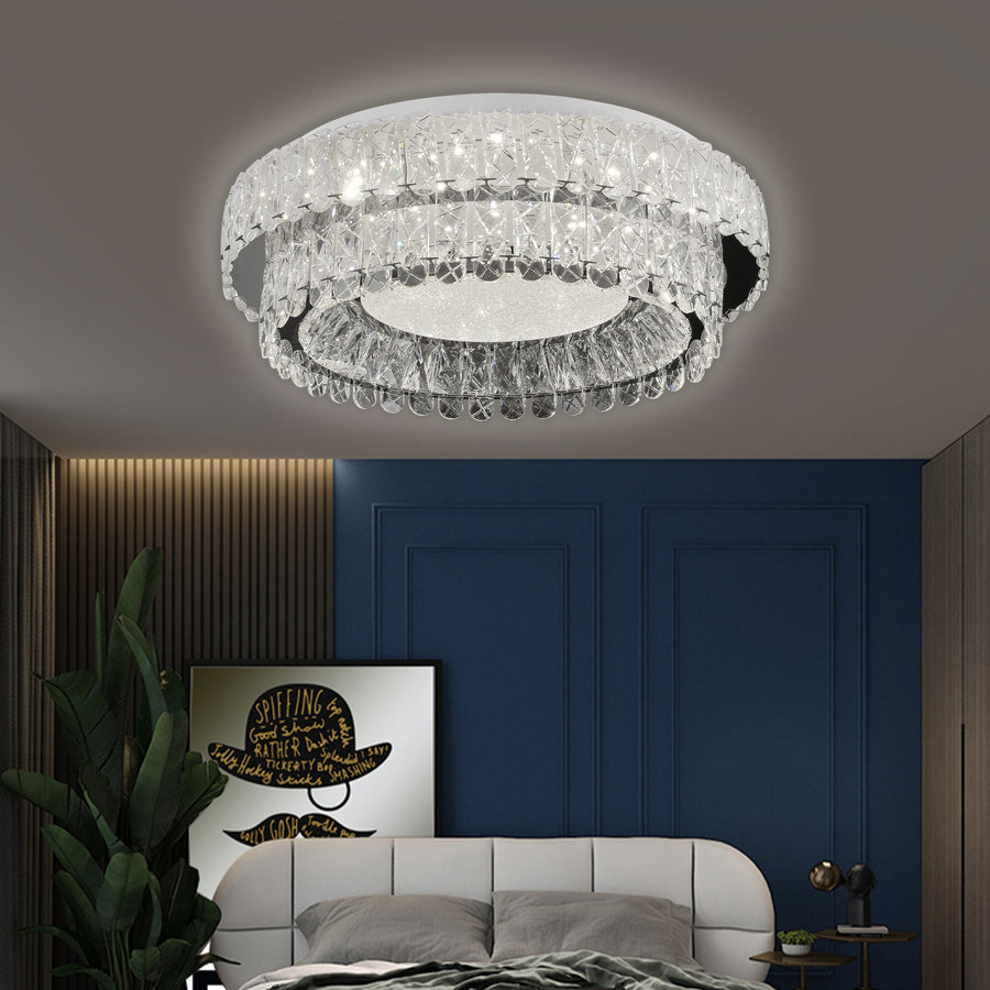 LED полилей LLC130/1CH, кристал и метал, 31 W, 1 кръг, възможност за димиране, регулируема височина, студена/топла/неутрална светлина, луксозно осветление