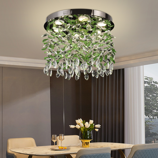 Кристален LED полилей LLC211/400GN кръгъл, 22W, студена/топла/неутрална светлина, зелени кристали, блестящи хромирани кристални полилеи Заглавие по подразбиране Alessandro Design