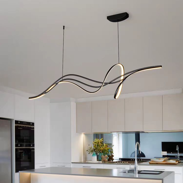 LED похот, окачена с Infinity Halo 138W дистанционно управление, студена/гореща/неутрална светлина, нестабилна, черна, регулируема височина