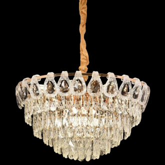 Cymandier Crystal Windsor Elegance 6x E14, диаметър 49 cm, лъскаво злато, регулируема височина