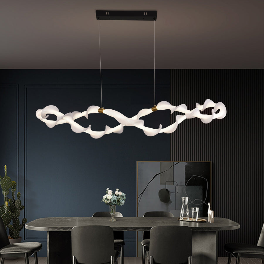 Окачен акрилен LED полилей LT762/2GD, 36W, топла/неутрална/студена светлина 3000/4000/6000K, златисто бял, регулируема височина