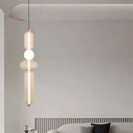 Окачен LED полилей LM551/4GD, 23W, светлина 3000/4000/6000K, злато, регулируема височина Модерни полилеи Заглавие по подразбиране Alessandro Design