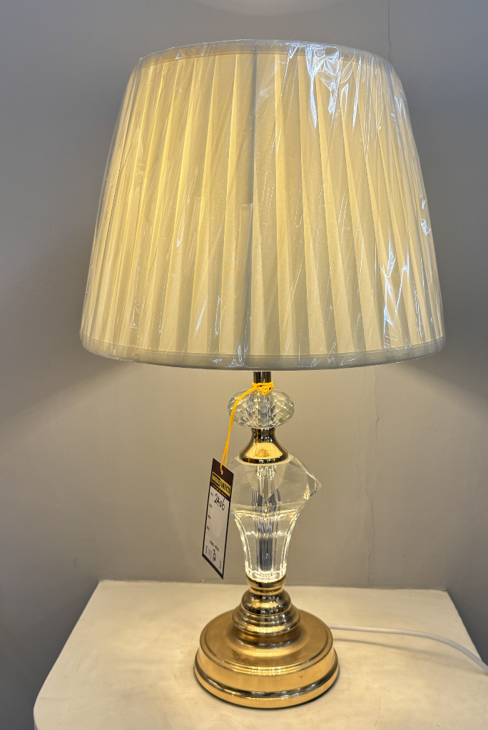 Veioza VZ215WH, 1x E27, метал и текстил, бяло и златно