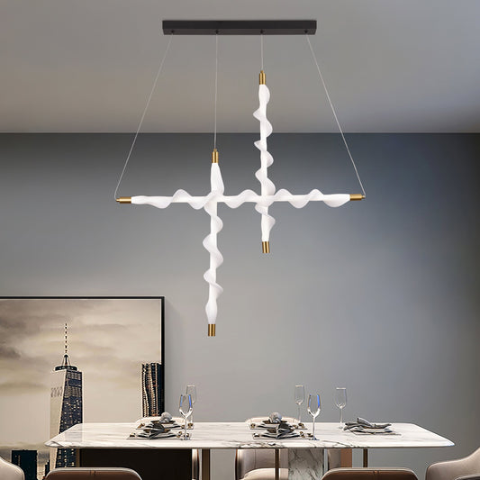 Окачен акрилен LED полилей LT761/3GD, светлина 3000/4000/6000K, бял, регулируема височина