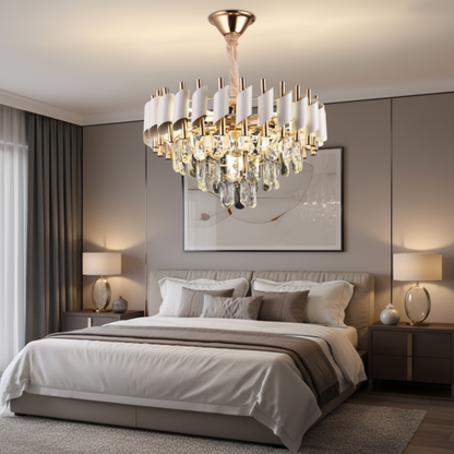 Кристален полилей VERSAILLES Nobile 5xE14, диаметър 40 см, блестящо злато и бяло