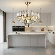 Кристален полилей VERSAILLES Nobile 5xE14, диаметър 40 см, блестящо злато и бяло