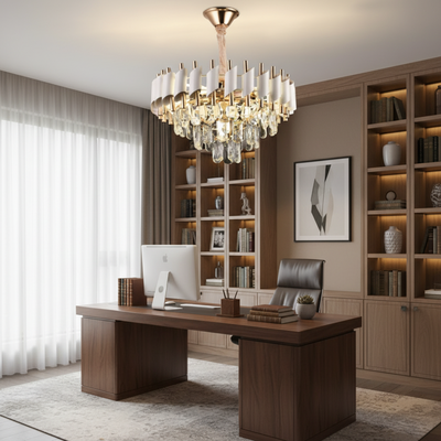 Кристален полилей VERSAILLES Nobile 5xE14, диаметър 40 см, блестящо злато и бяло