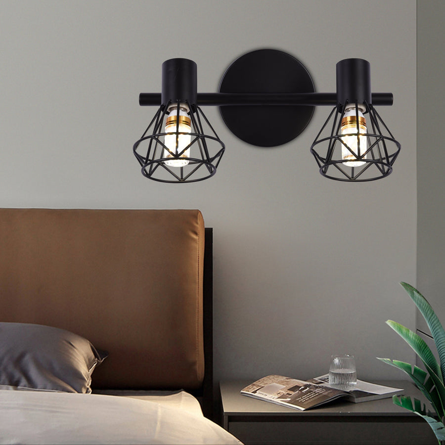 Полилей с абажур, GRACIE, LC365/2BK, диамант, 2XE14, черен, метал