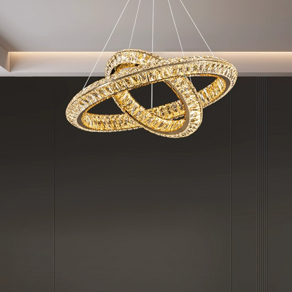 LED полилей LLC130/1CH, кристал и метал, 31 W, 1 кръг, възможност за димиране, регулируема височина, студена/топла/неутрална светлина, луксозно осветление