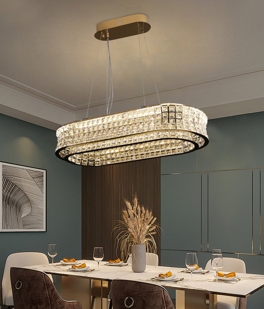 LED полилей LLC130/1CH, кристал и метал, 31 W, 1 кръг, възможност за димиране, регулируема височина, студена/топла/неутрална светлина, луксозно осветление