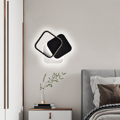 LED полилей с Prismiq 34W кристал, 3 квадрата, студ/гореща/неутрална светлина, черно