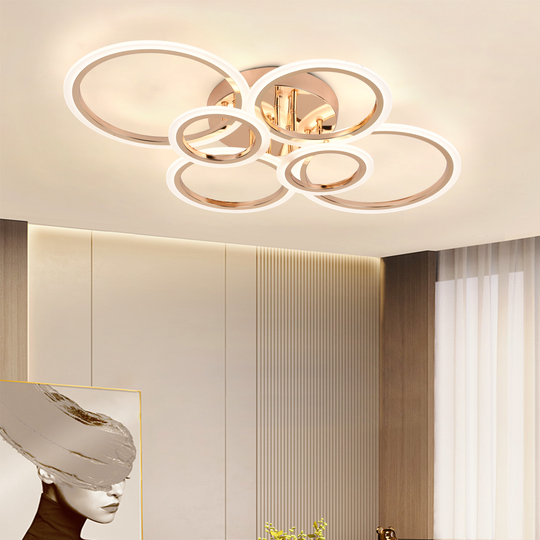 LED полилей с дистанционно управление BETTY 81W, 6 кръга, студена/топла/неутрална светлина, димиране, лъскаво златно LED полилеи с дистанционно управление Заглавие по подразбиране Alessandro Design