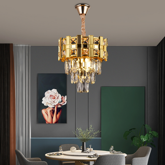 CRISTAL HANDELIER AURELIO VESTA 3XE14, 30см диаметър, гланцово злато, преобладаваща височина