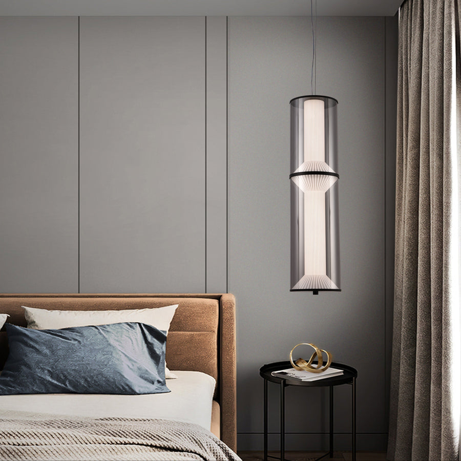 Окачен LED полилей с дистанционно управление 48W, LM511/2BK, регулируема височина, топла/студена/неутрална светлина, черен, метал