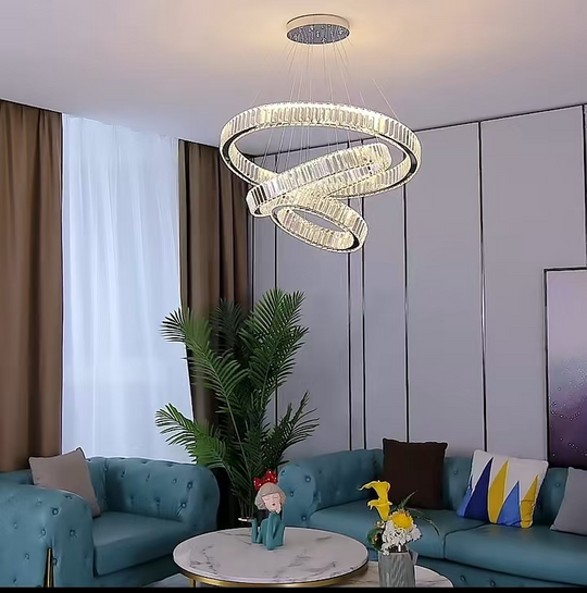 LED полилей с дистанционно управление LLC130/3CH, кристал и метал, 119 W, 3 кръга, димиране, регулируема височина, студена/топла/неутрална светлина, луксозно осветление LED полилеи с дистанционно управление Заглавие по подразбиране Alessandro Design