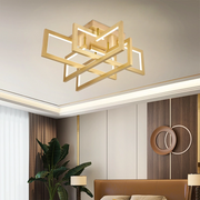LED полилей с дистанционно управление 96W, 4 Елемента, Студена/Топла/Неутрална светлина, Димируем, Златен