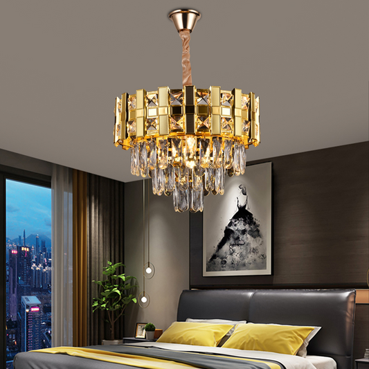 CHANDELIER CRYSTAL AURELIO SIRIO 5XE14, 40СМ диаметър, лъскаво злато, преобладаваща височина
