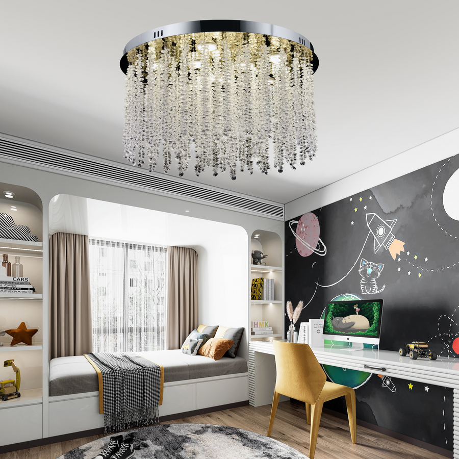 Кристален LED полилей LLC215/400WH кръгъл, 22W, студена/топла/неутрална светлина, кристал, злато