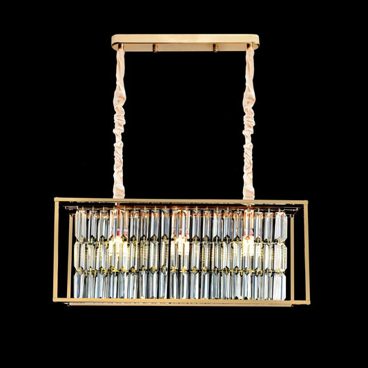 Кристален полилей, CC1676/650X200GD, 3xE14, блестящо злато, регулируема височина, метал и кристал