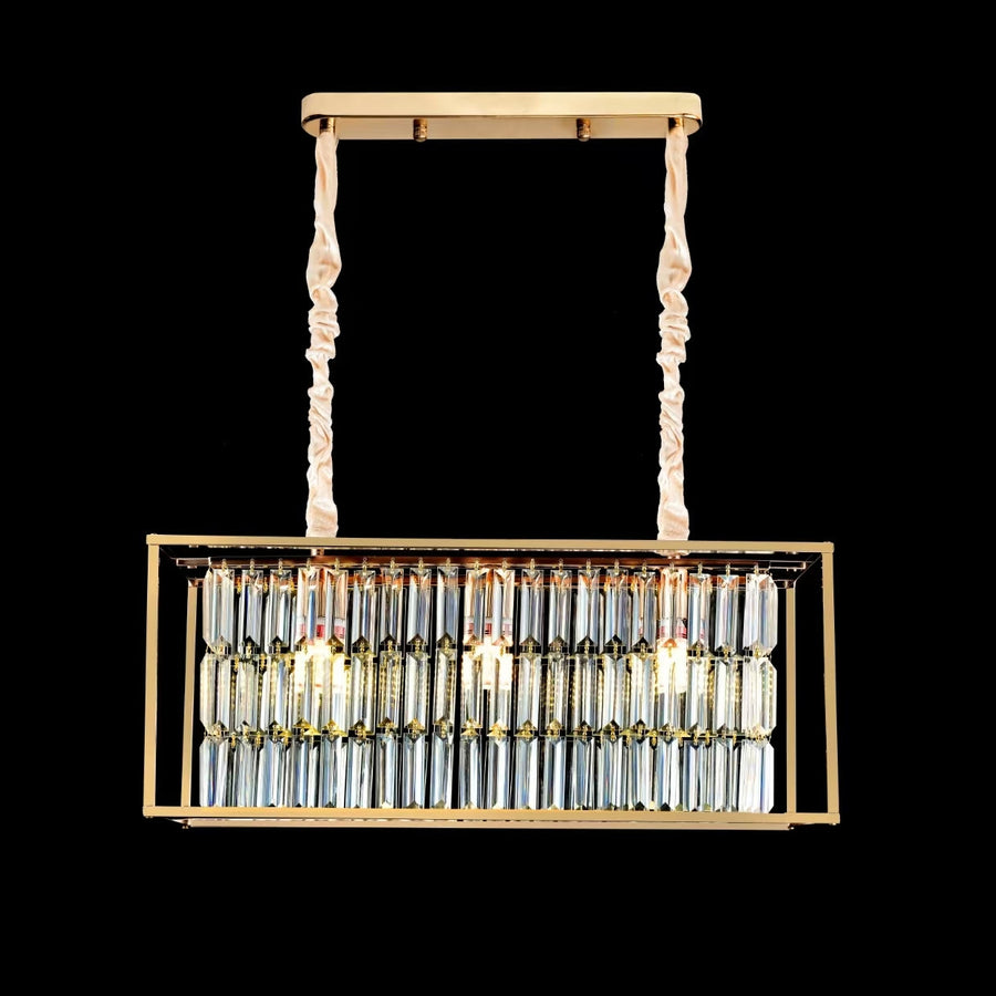 Кристален полилей, CC1676/650X200GD, 3xE14, блестящо злато, регулируема височина, метал и кристал