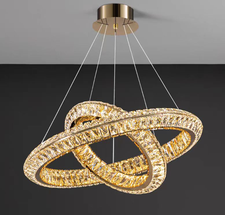 LED полилей LLC130/1CH, кристал и метал, 31 W, 1 кръг, възможност за димиране, регулируема височина, студена/топла/неутрална светлина, луксозно осветление