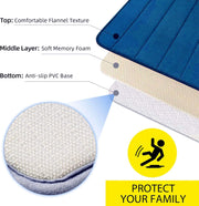 Комплект от 3 постелки за баня, 50x40 см, сини, неплъзгащи се